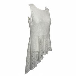 Vintage Isaac Mizrahi Lace Asymmetrical Tank Y2K Boho White Sz XS